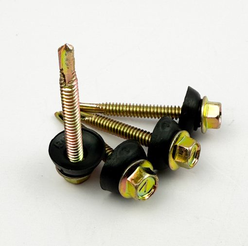 Hex Head Screw 12-22x45mm, Black Washer, Rainbow Coated