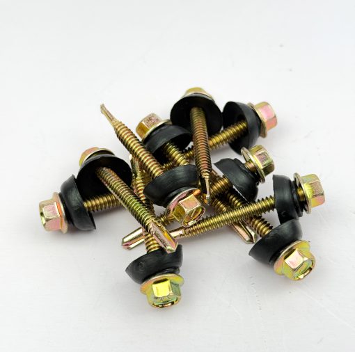 Hex Head Screw 12-22x45mm, Black Washer, Rainbow Coated - Image 2